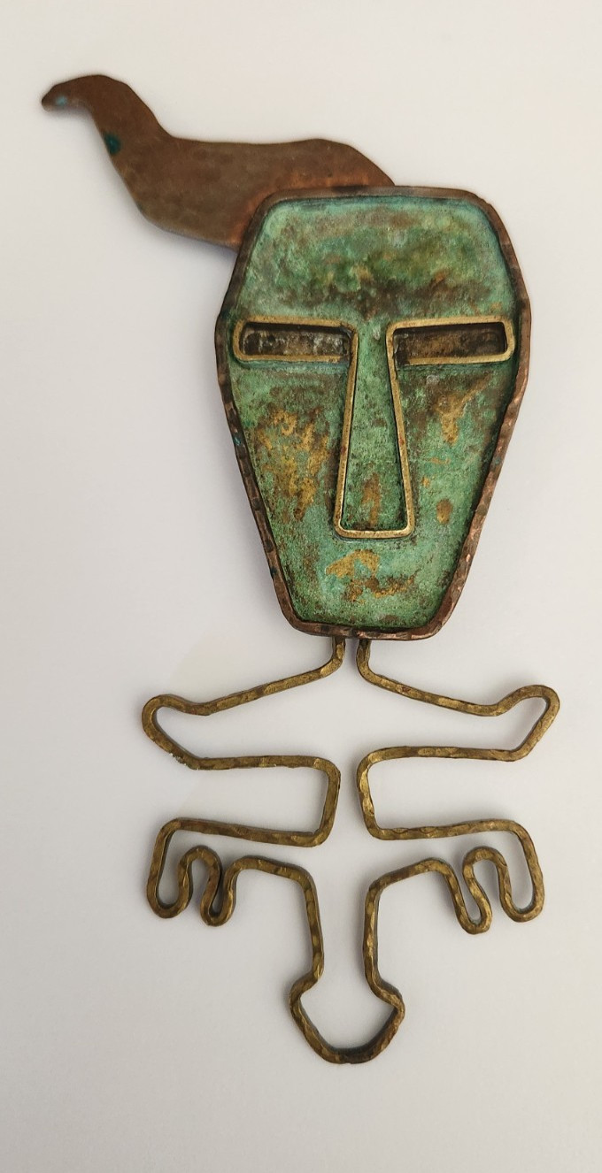 KEN BELDIN Mexico 1958 Modern Primitive Copper Pendant / Pin rare.