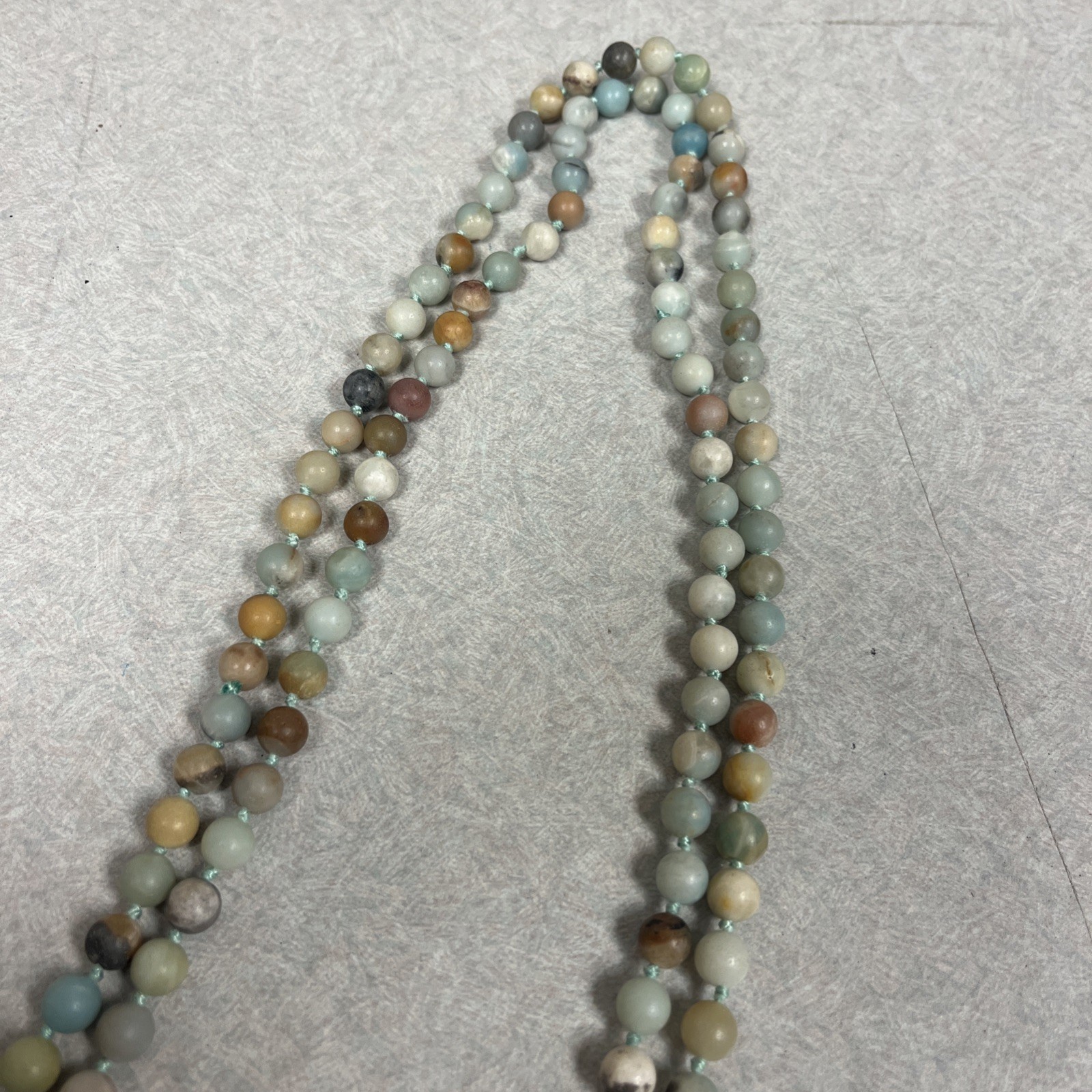 Vintage Amazonite Hand-knotted 60″ Necklace