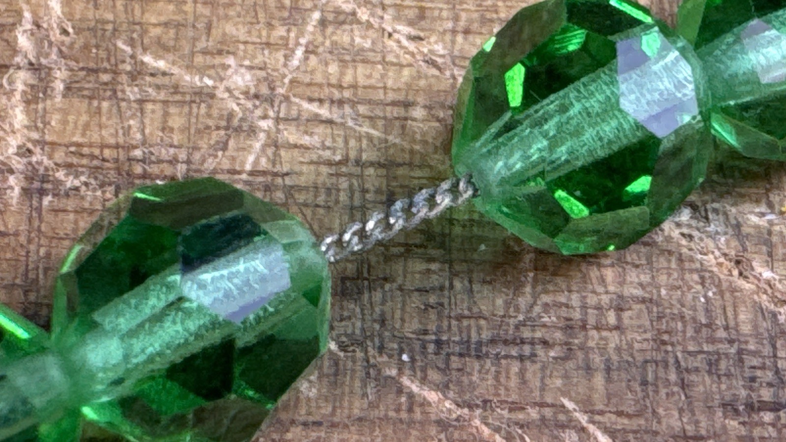 Emerald City Green Crystal Glass Choker Necklace 835 Silver Clasp w/Earrings Set