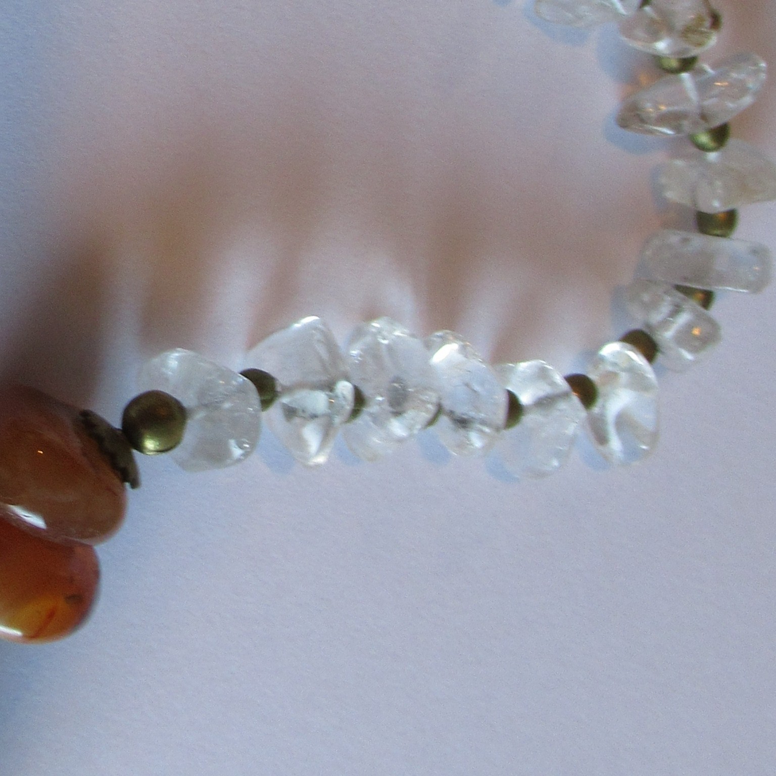 Art Deco 40’s Bohemian Ethnic Mexico Agate Quartz jasper Carnelian Necklace