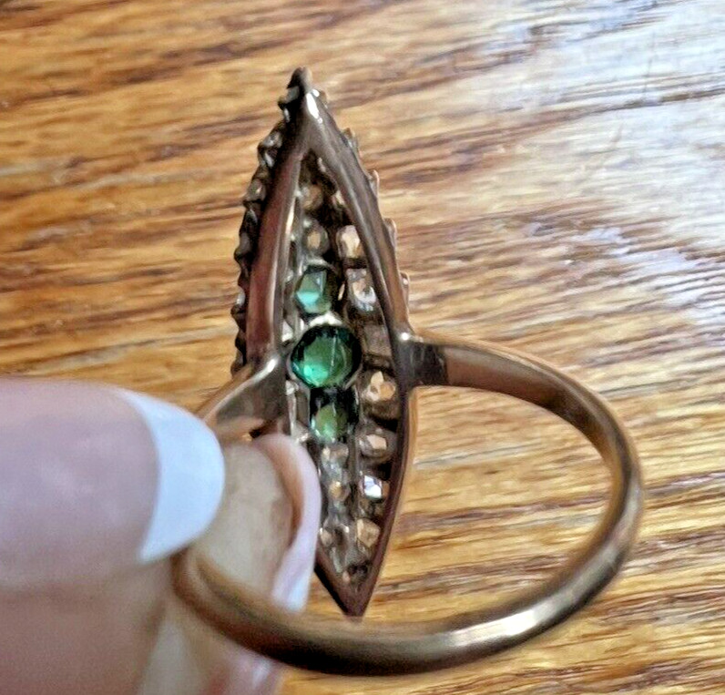Stunning Antique Victorian Emerald & Rose Cut Diamond Ring