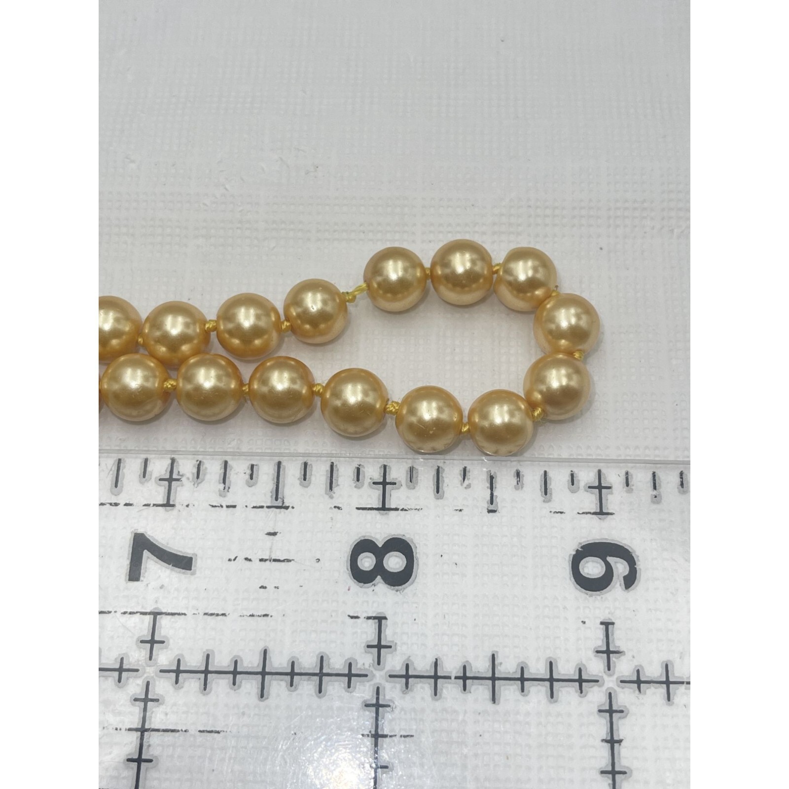 Hand Double Knot Golden Yellow Pearl Beaded Necklace 18″ Collar Filigree Clasp