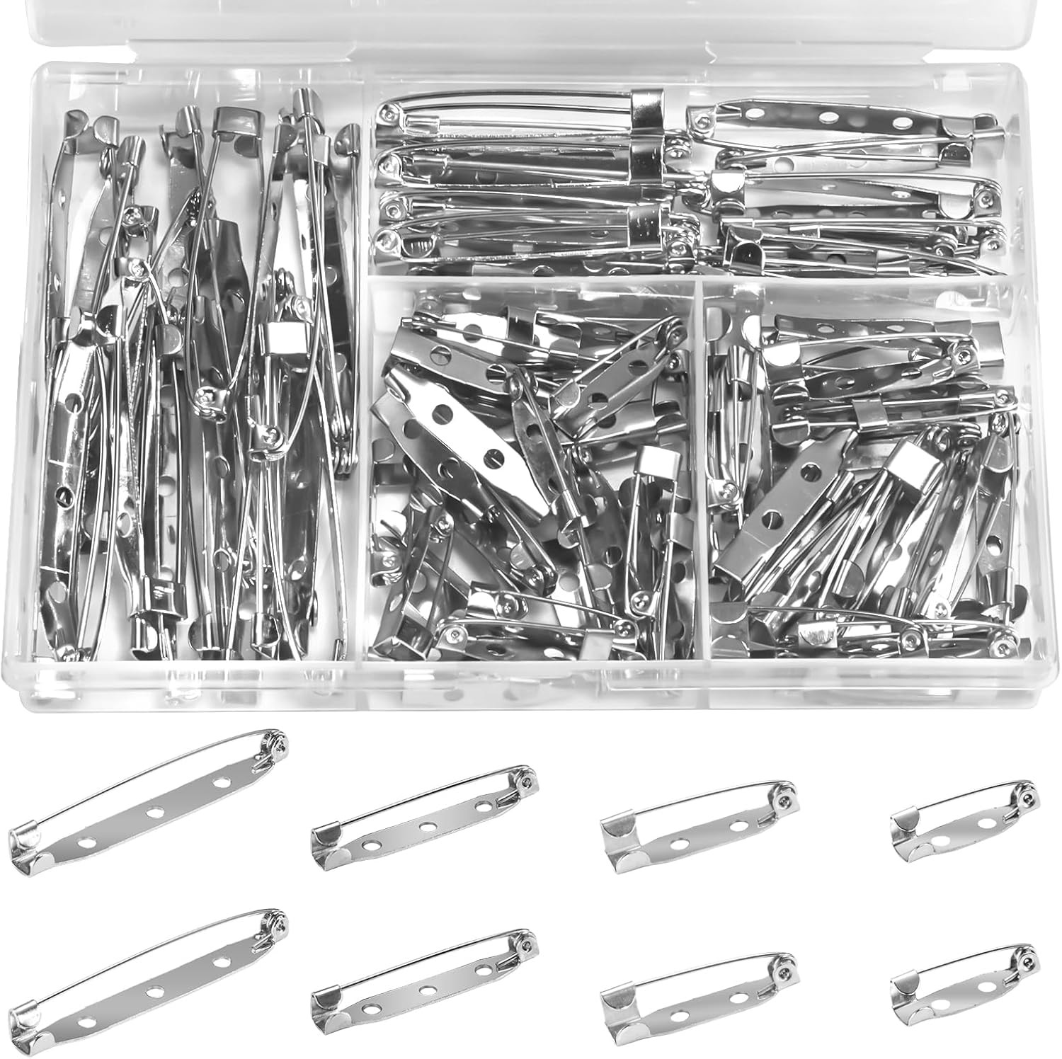 100pc Silver Brooch Pin Backs Bar Pins Clasp Safety Jewelry Making Badge Craft 4