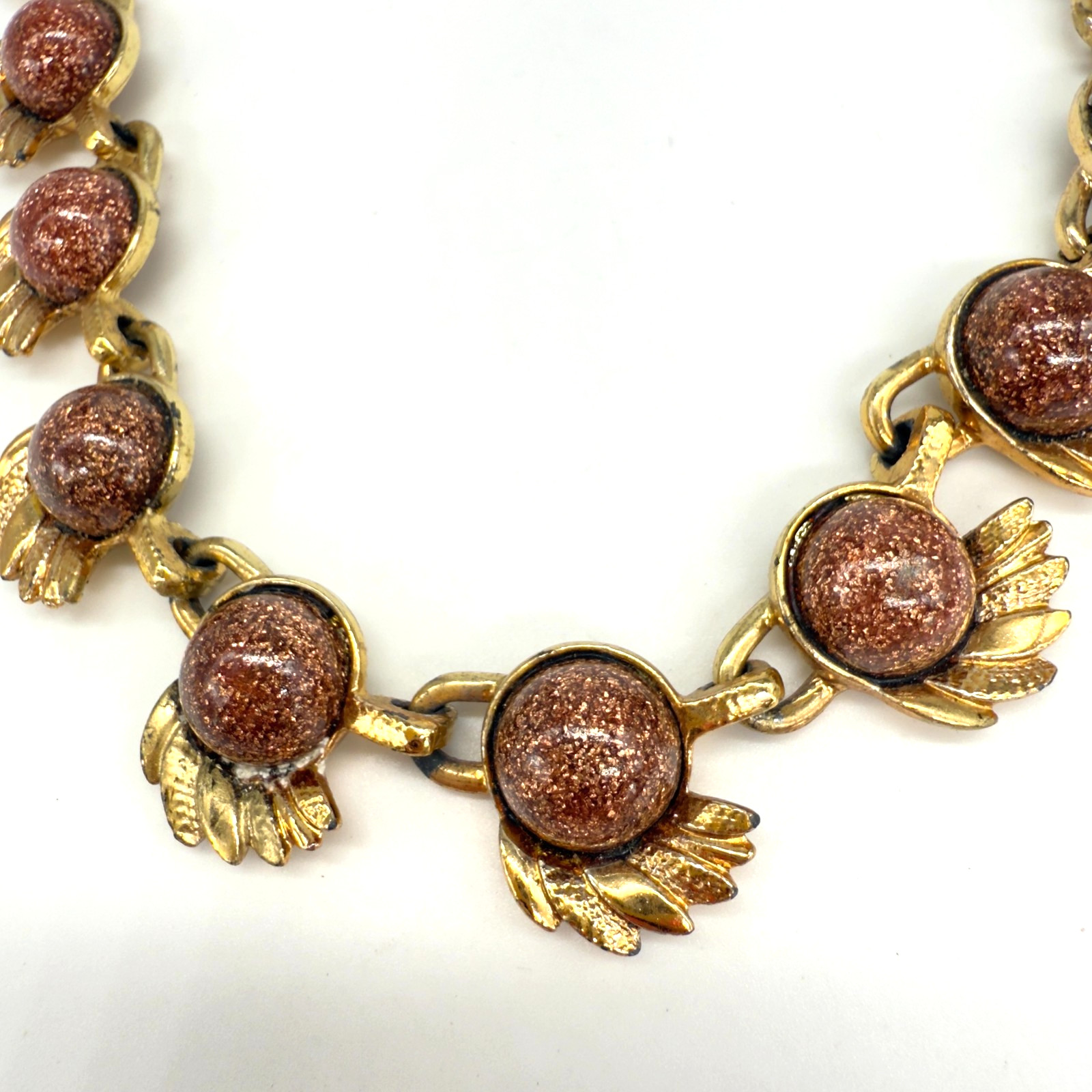 Vintage Goldstone Necklace Gold Tone 17.5 Inches