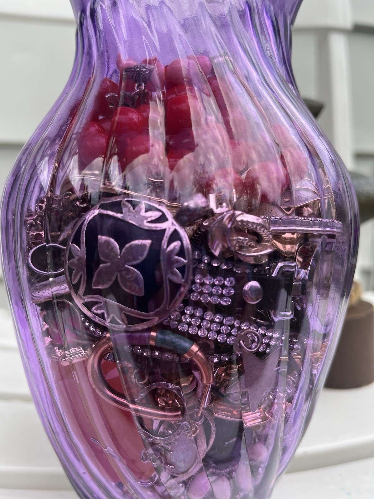 PURPLE Mystery Jewelry Jar- Vintage & Modern Jewelry- Trifari Lisner Avon- 3 Lbs