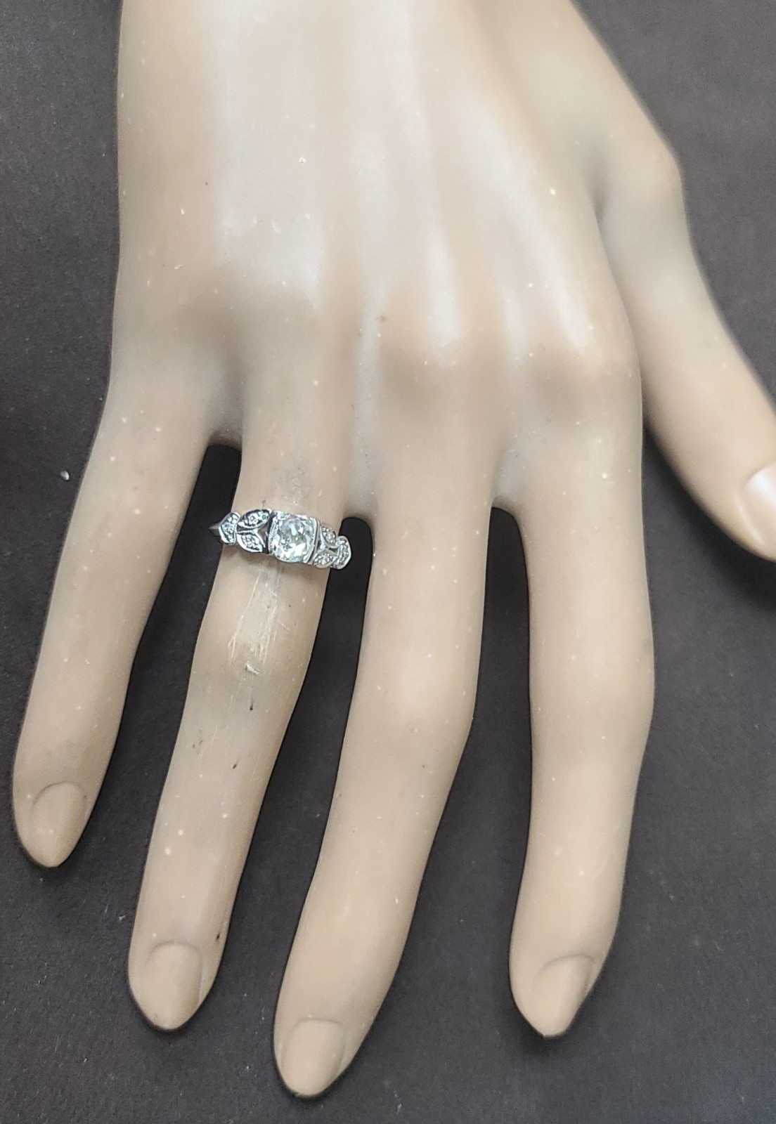 Platinum Vintage Filigree Engagement Ring 0.78ct. Natural Old Mine Cut Diamond
