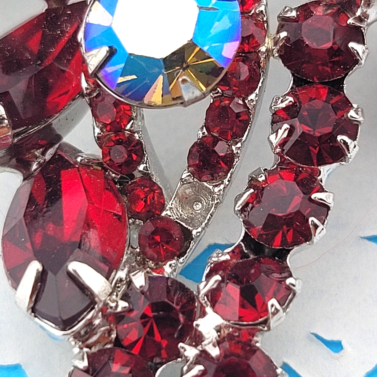 Repair Vintage Deliza & Elster Juliana Ruby AB Red Cross Statement 3″ Brooch