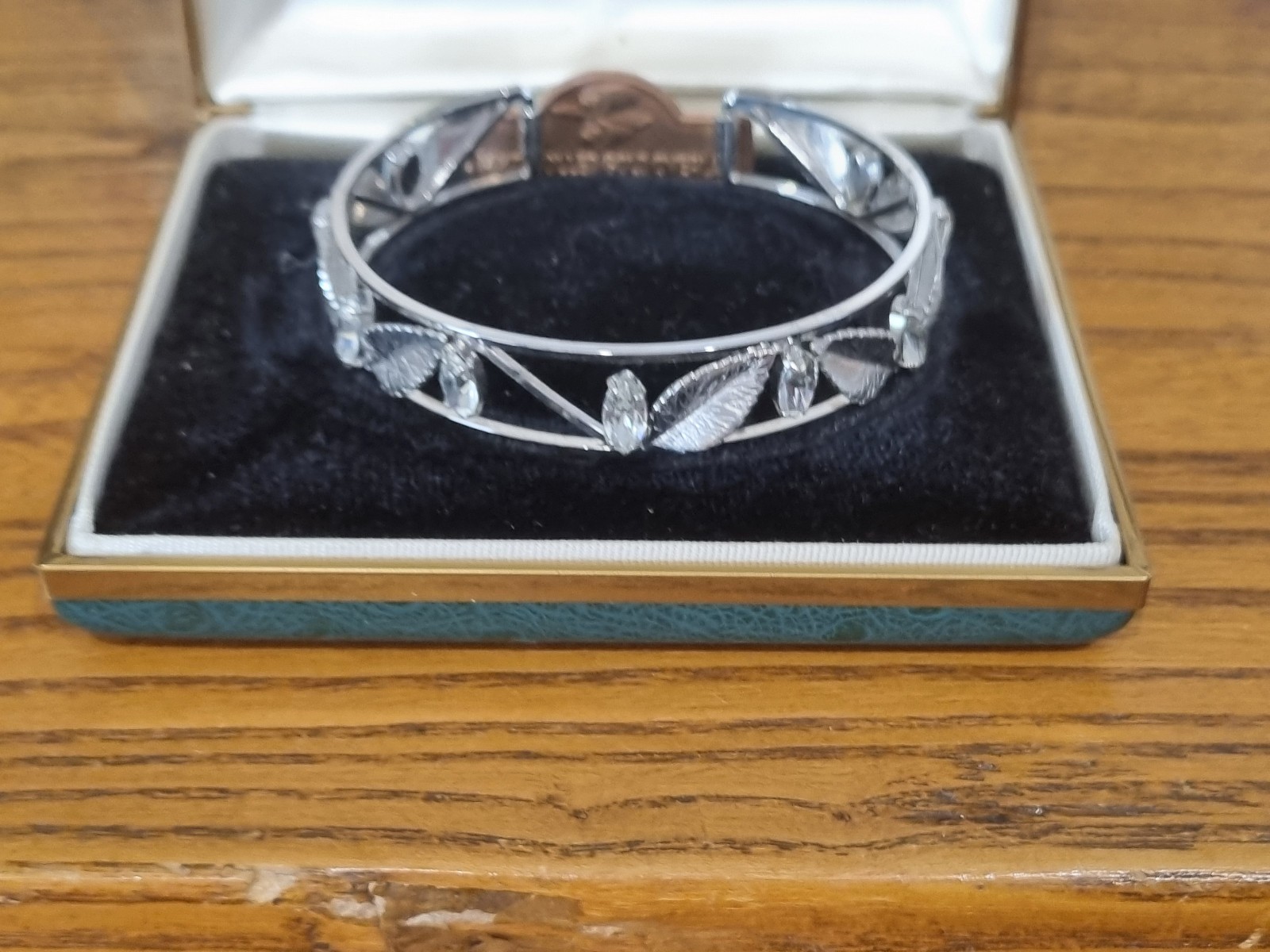 Vintage 14k White Gold Fill Crystal Cuff Bangle Wedding Bride See Video USA made