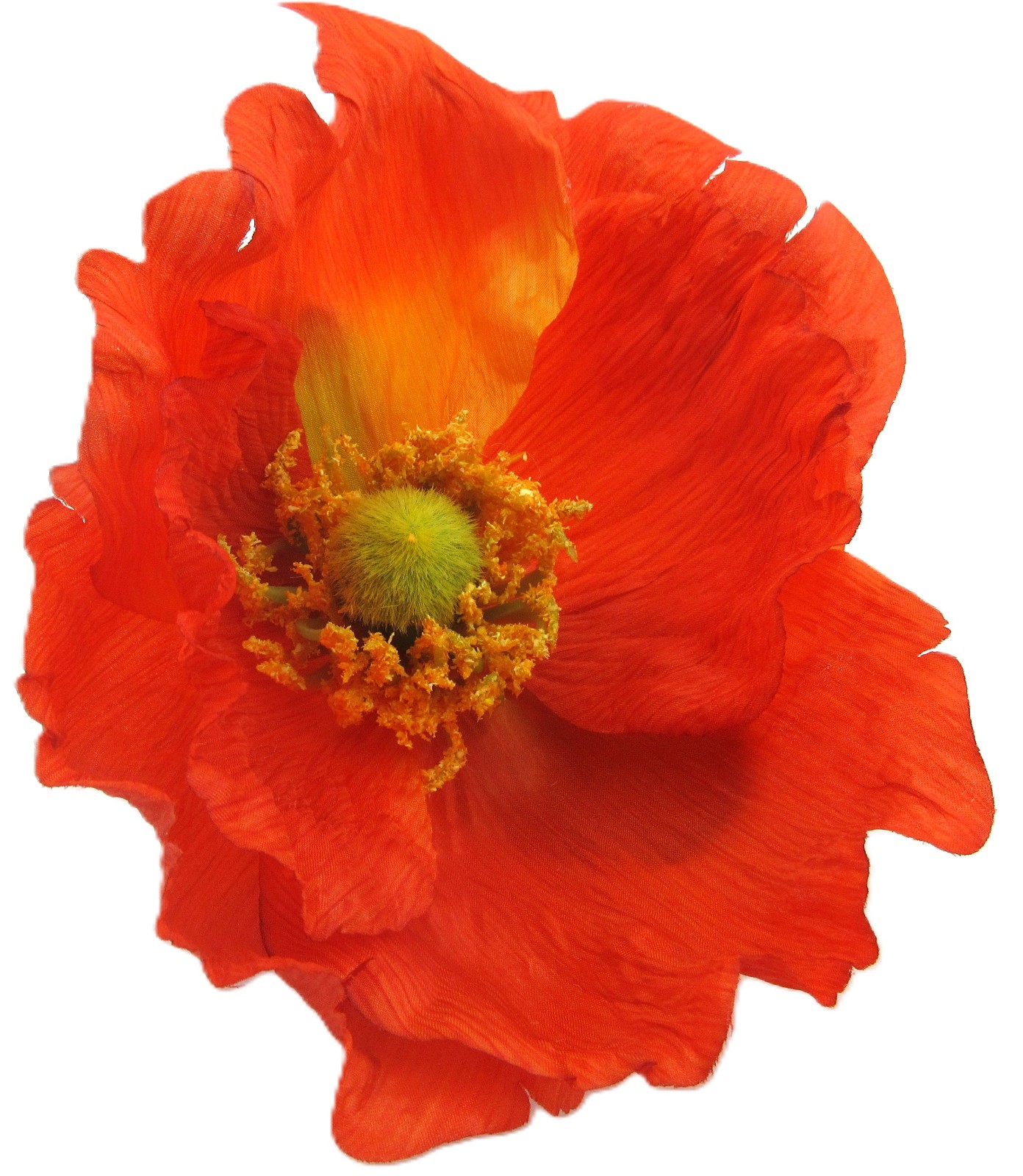 Extra Large 6 inch Tropical Orange Poppy Silk Flower Brooch Pinh