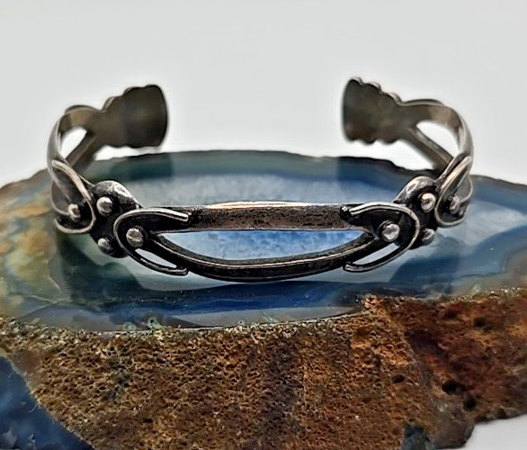 Vintage Taxco 980 Fine Silver Cuff 1940s Mexico Split Band 24.15g Modernist