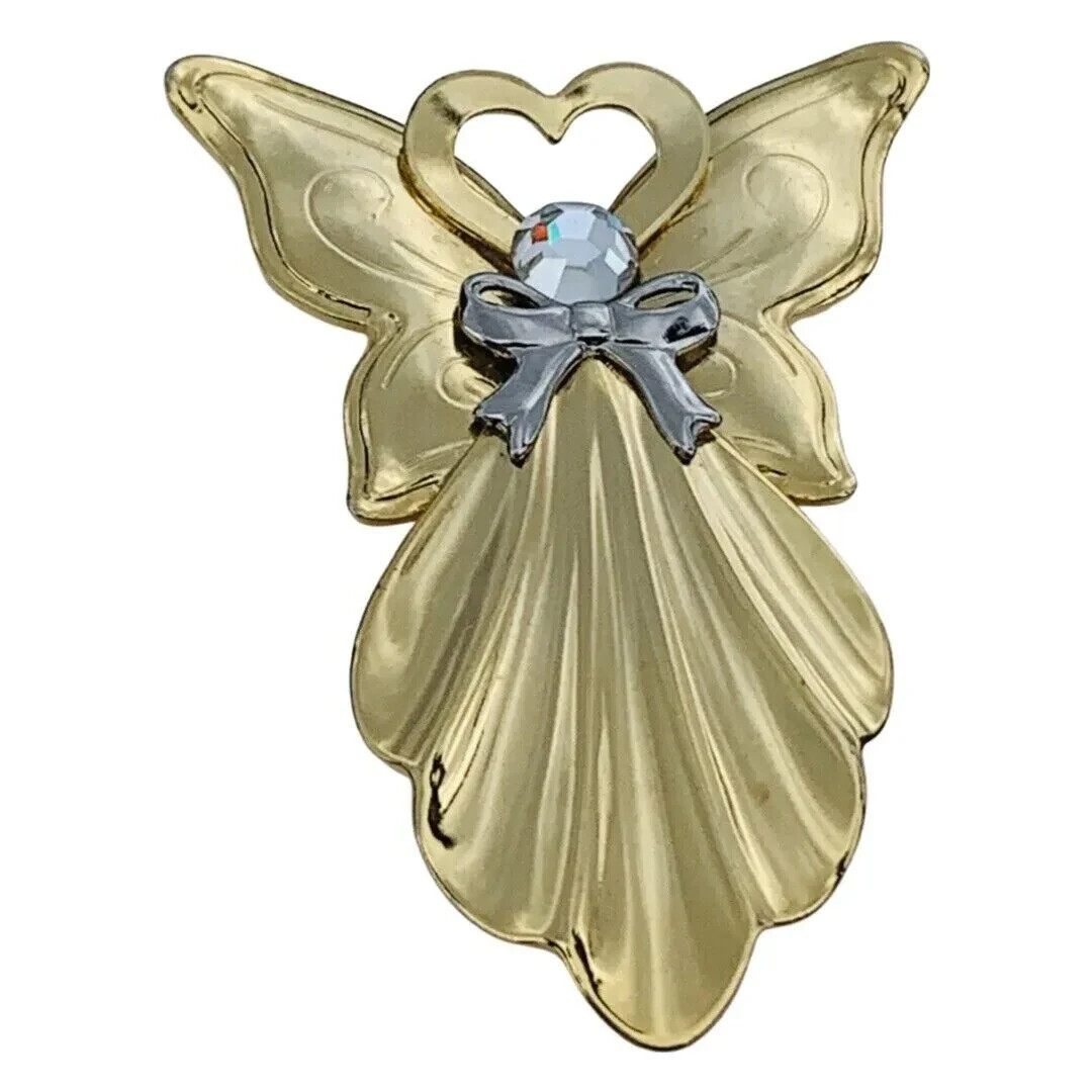Vintage Angel Brooch 2.5″ Icy Angelcore Love Valentine Signed