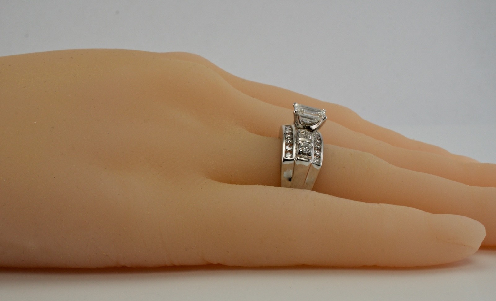 Natural Diamond Ring 14K White Gold Band 1.14 TDW Engagement Estate
