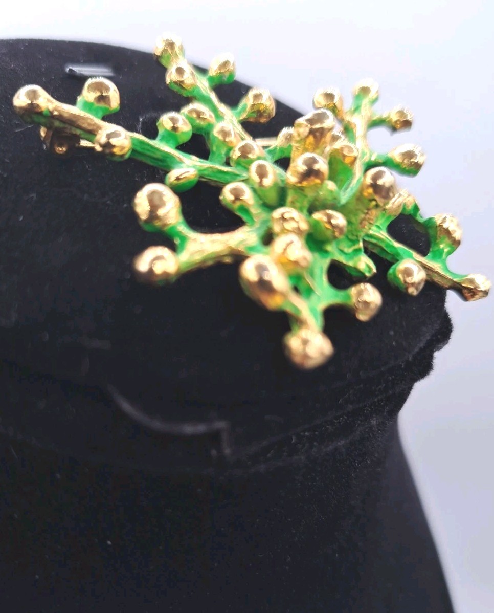 Vintage Signed Zentall Gold Tone Branch Brooch/Pin Brutalist MCM