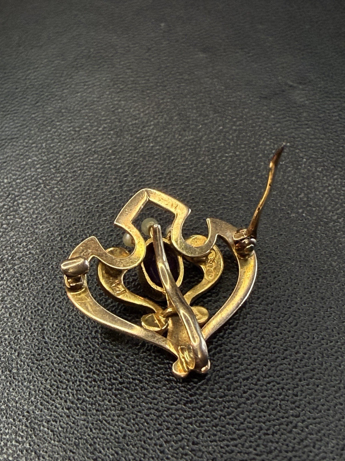 Antique Victorian 14K Gold Amethyst Seed Pearl Convertible Brooch Pendant
