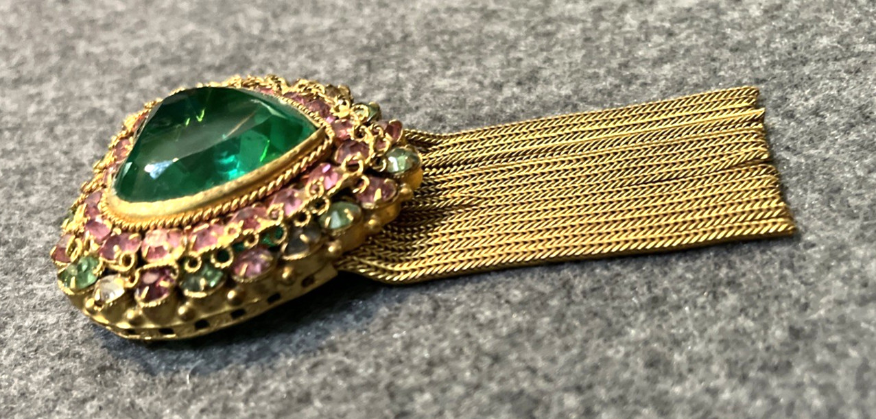 Rare Vintage ORIGINAL BY ROBERT Heart Rhinestone Goldtone Filigree Pin Pendant