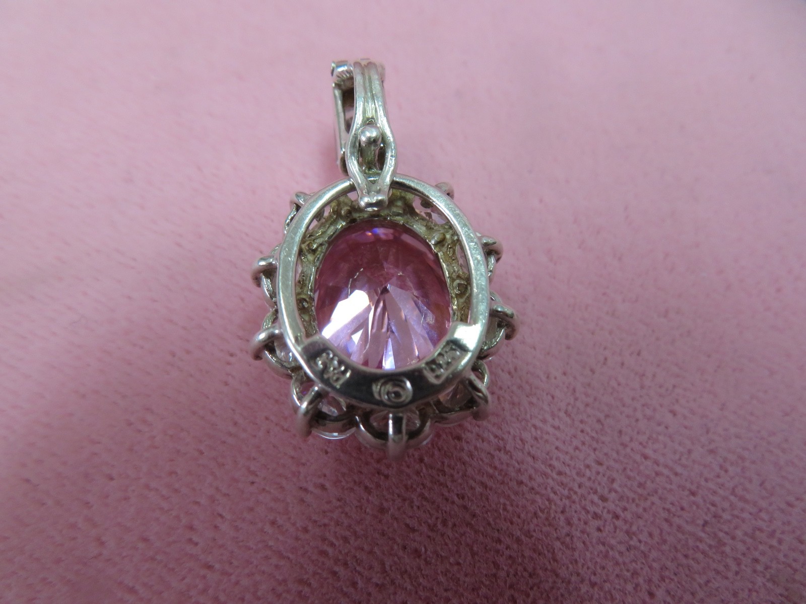 Vtg PAJ 925 Sterling Silver Pink White CZ Pendant 8.1 Grams with Openable Bail