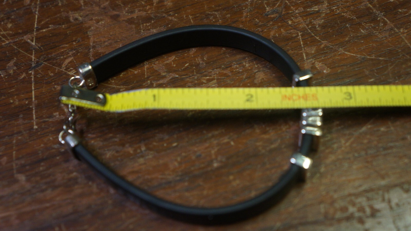 Contemporary Ster. Silver CZ Slide Charm Black Rubber Bracelet 2.5″ LOT 19
