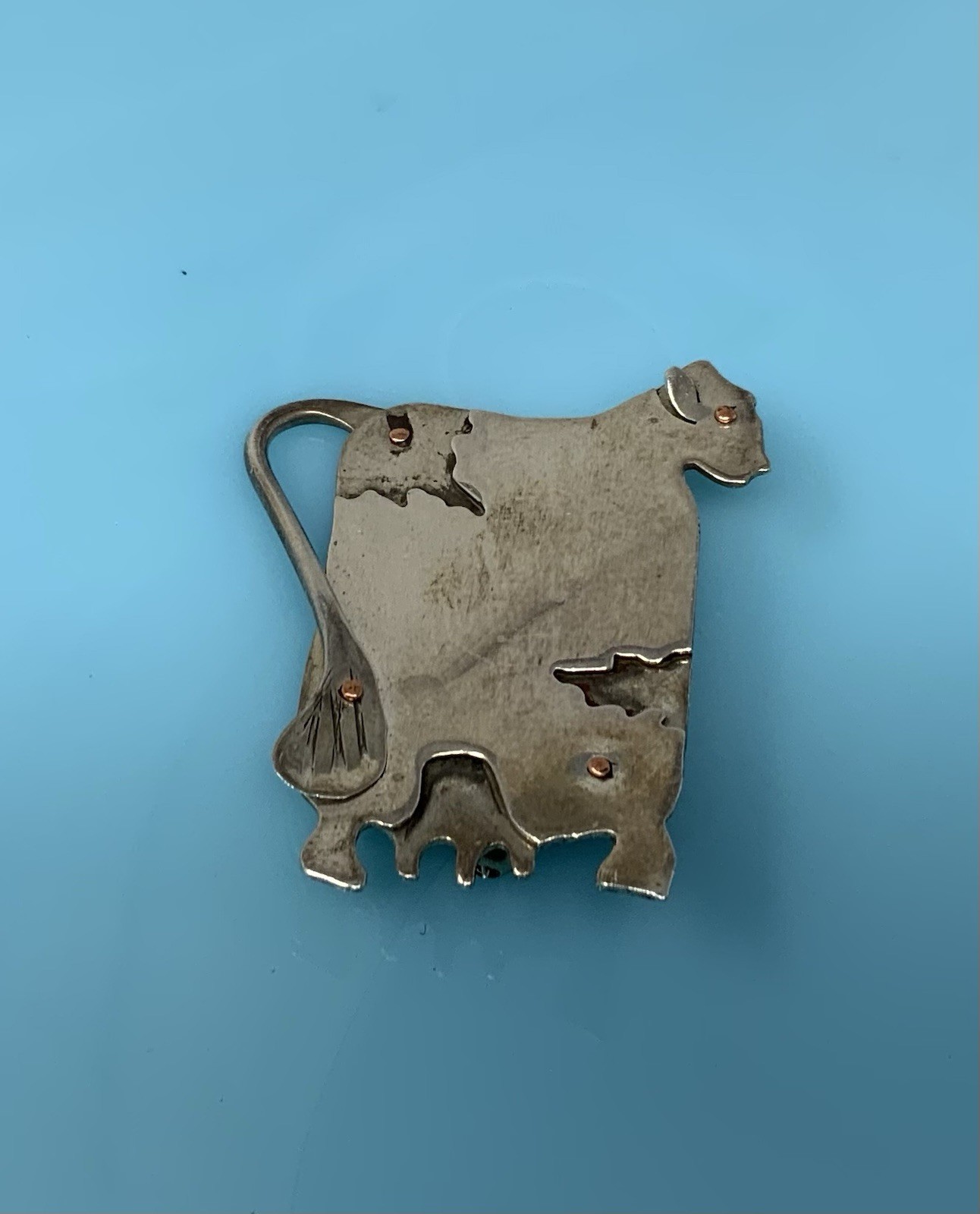 Vintage Sterling Silver Ware Cow Farm Pin Brooch 925 5.3g