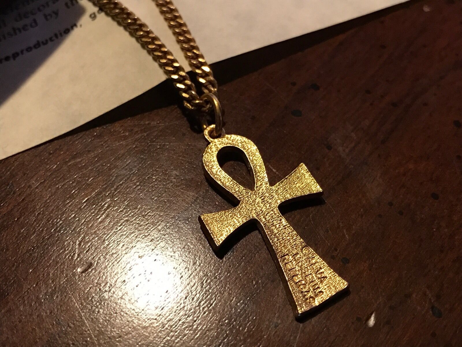 Vintage Egyptian Revival Gold Ankh Necklace – Sign of Life Amulet – Alva Museum