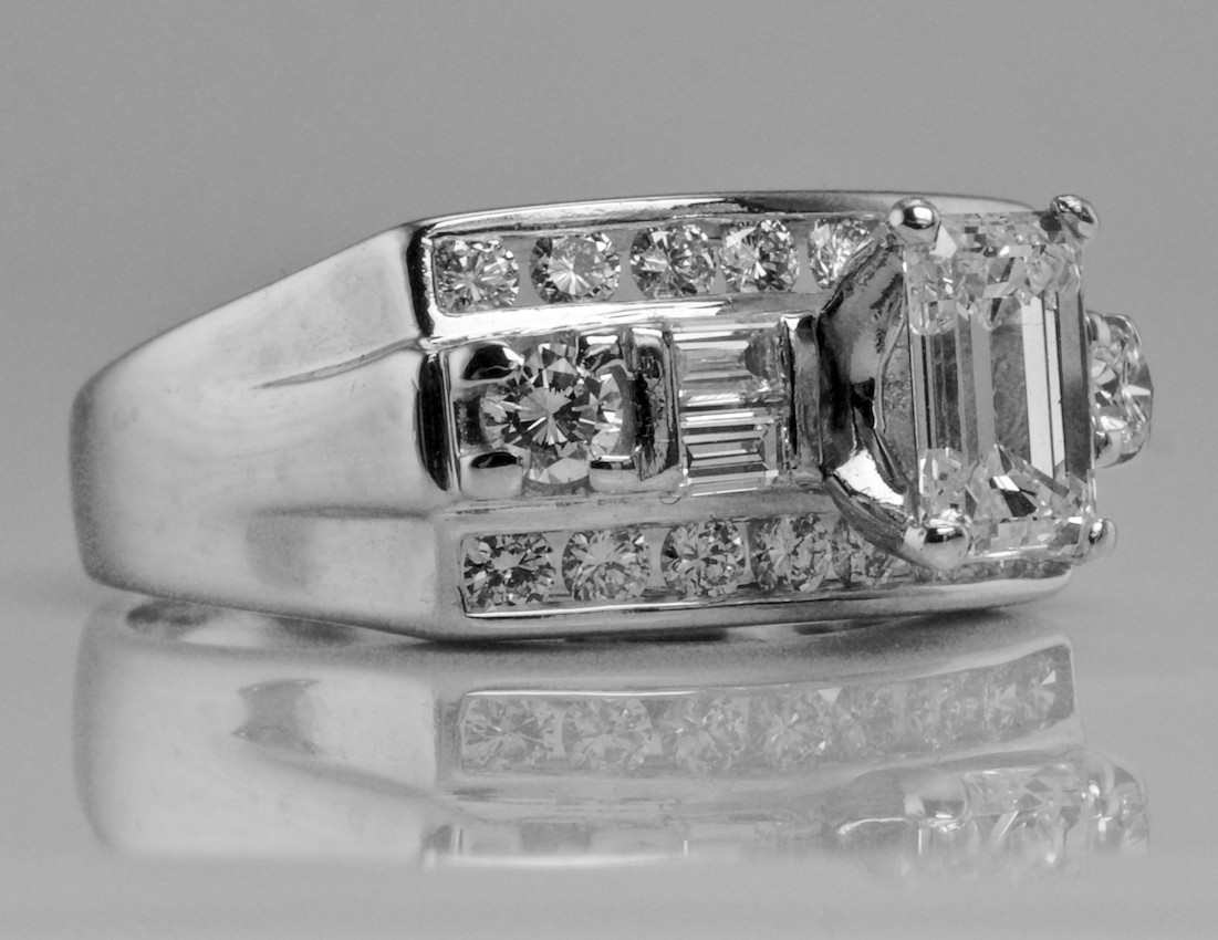 Natural Diamond Ring 14K White Gold Band 1.14 TDW Engagement Estate