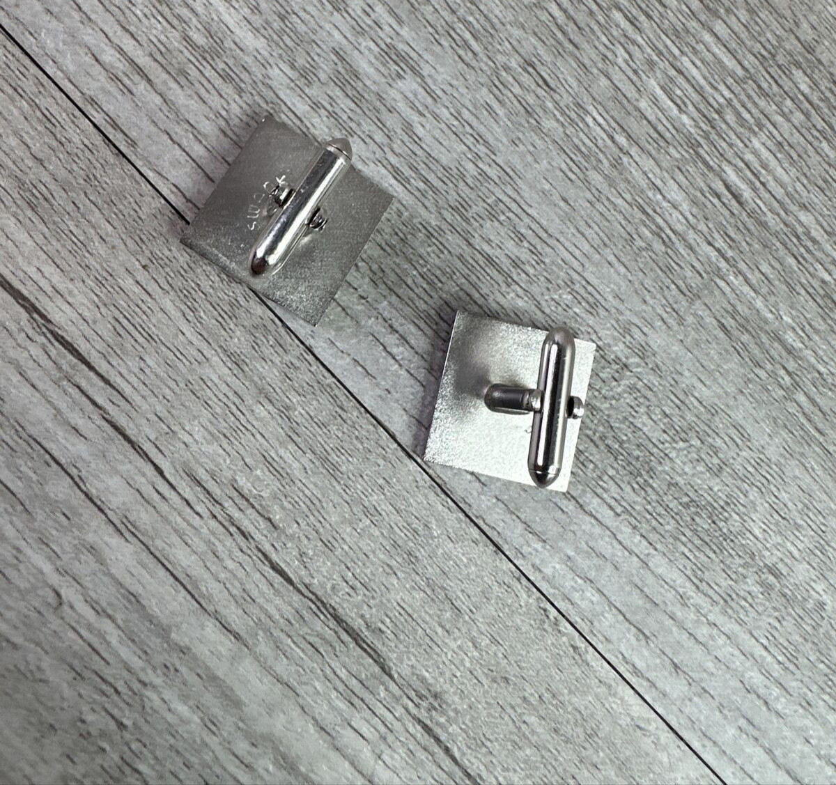 Vintage SWANK Cufflinks Square Silver Tone Black Dragon