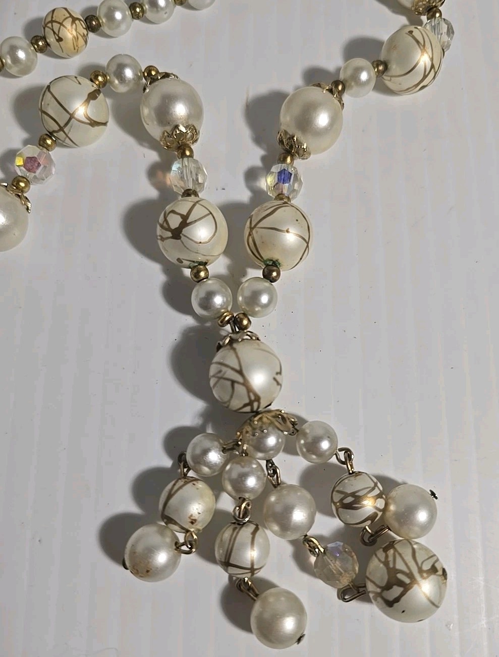 Two Vintage Beaded Necklaces Earthtones Layering 1-Tasseled 1-Multistrand Japan