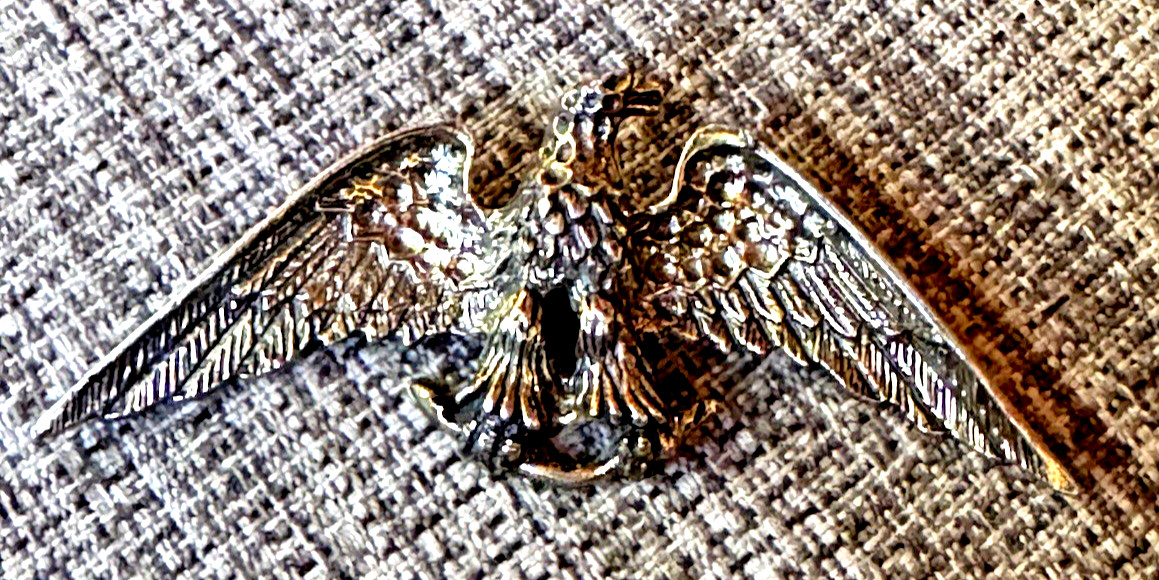 VTG Zentall Spread Wings Eagle Pin Brooch Burnished Brass Look Patriotic Jewelry
