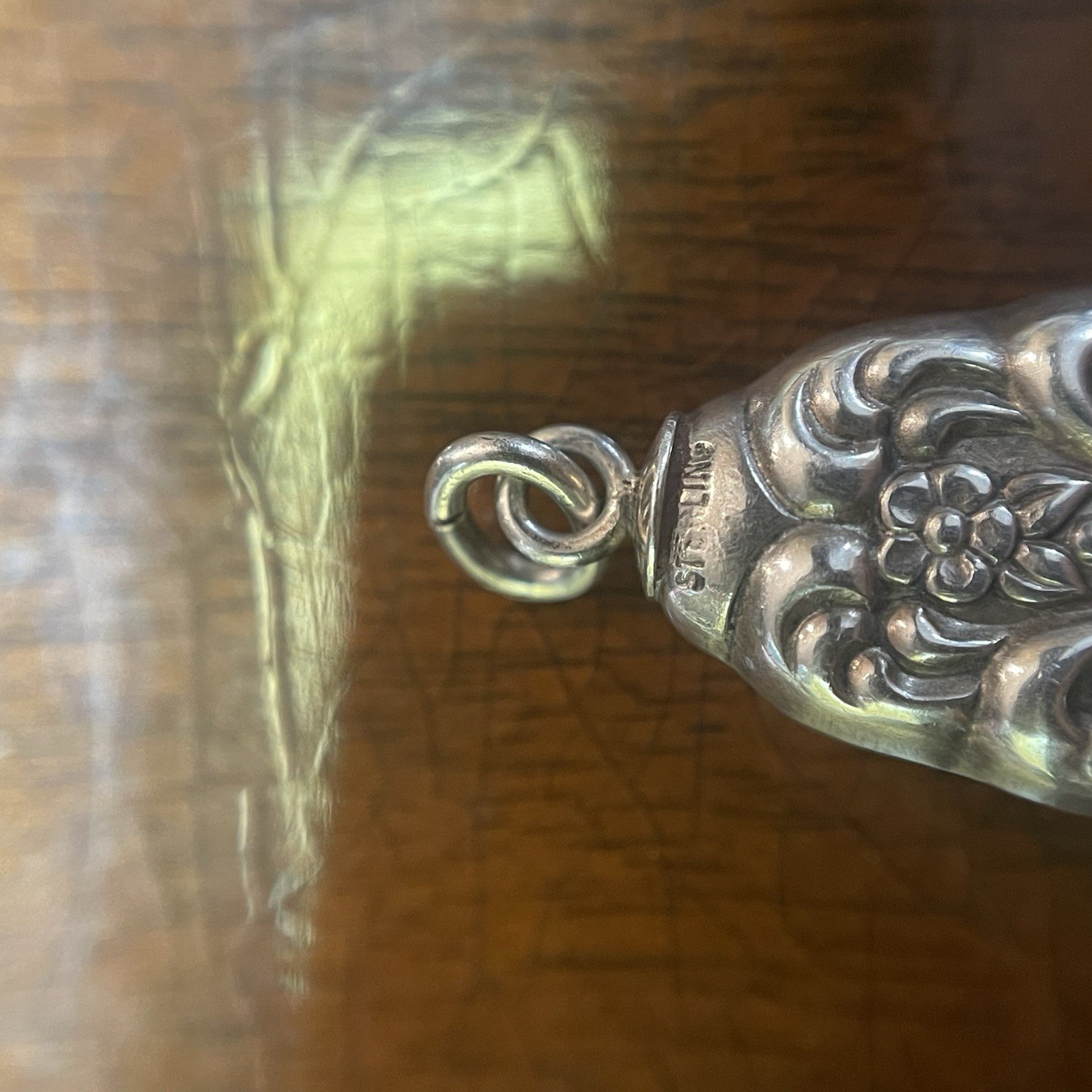 Vintage Antique Sterling Art Nouveau Rose Repousse Pendant 14.2 Grams!