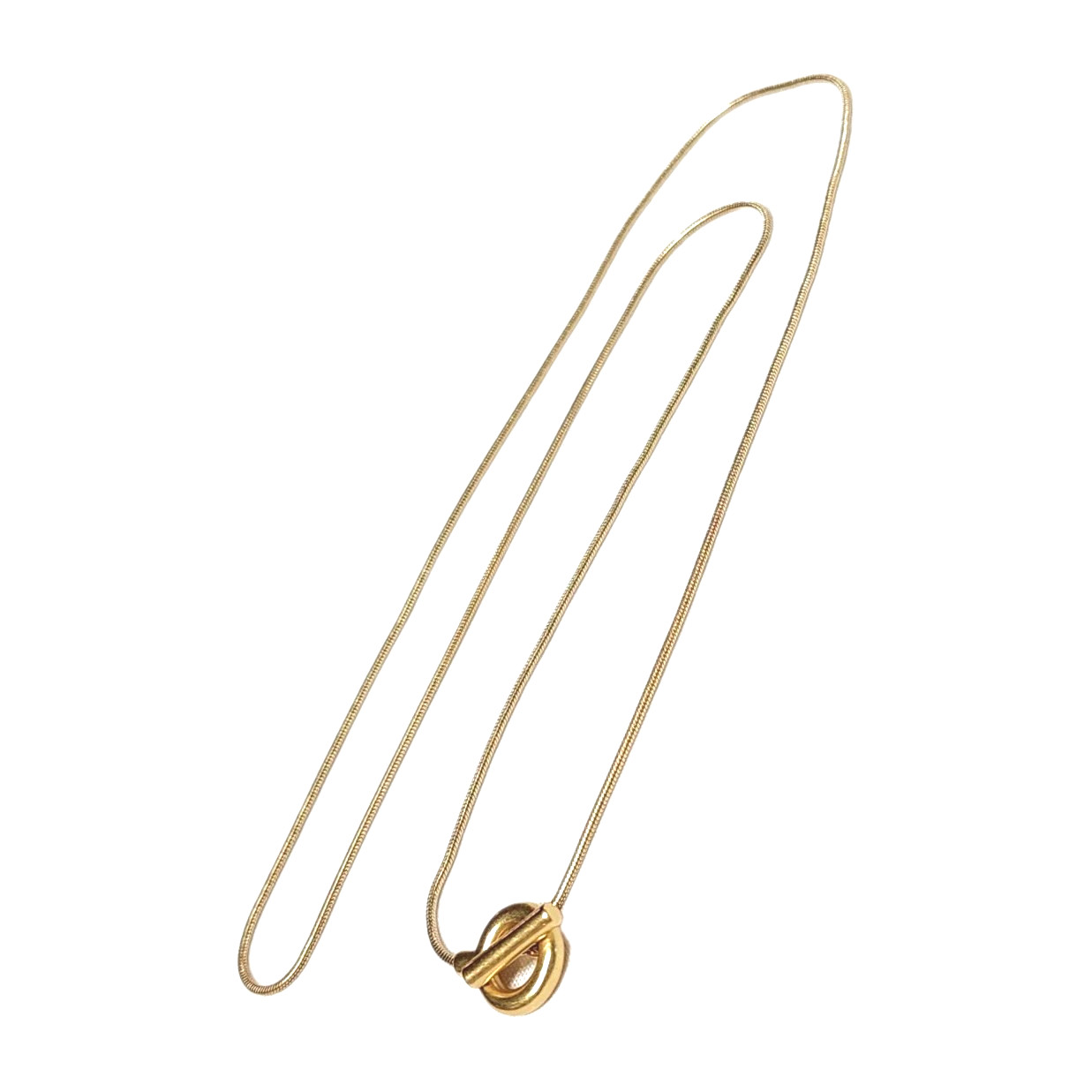 Matte Gold-Tone Snake Serpentine Chain Necklace Toggle Pendant Closure 27″ EUC