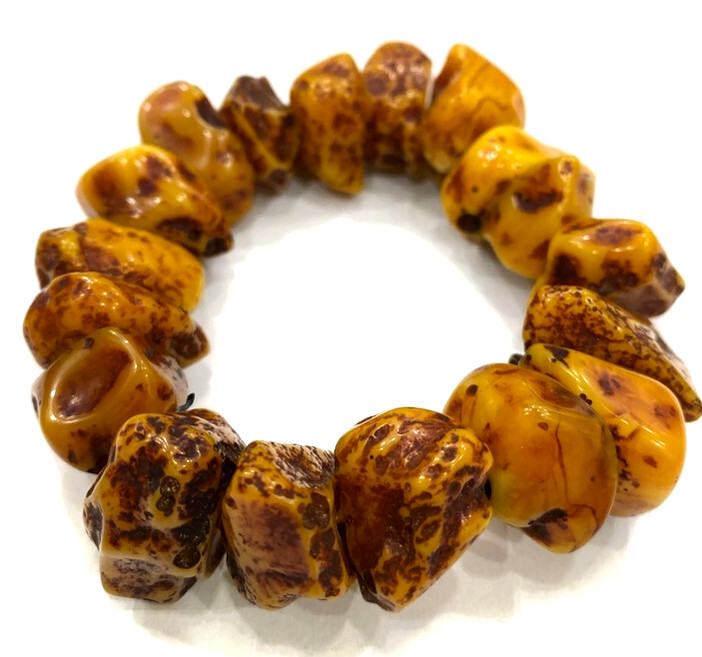 Opulent Natural Amber Powder Beaded Bracelet Vintage Luxury Boho Chic Jewelry