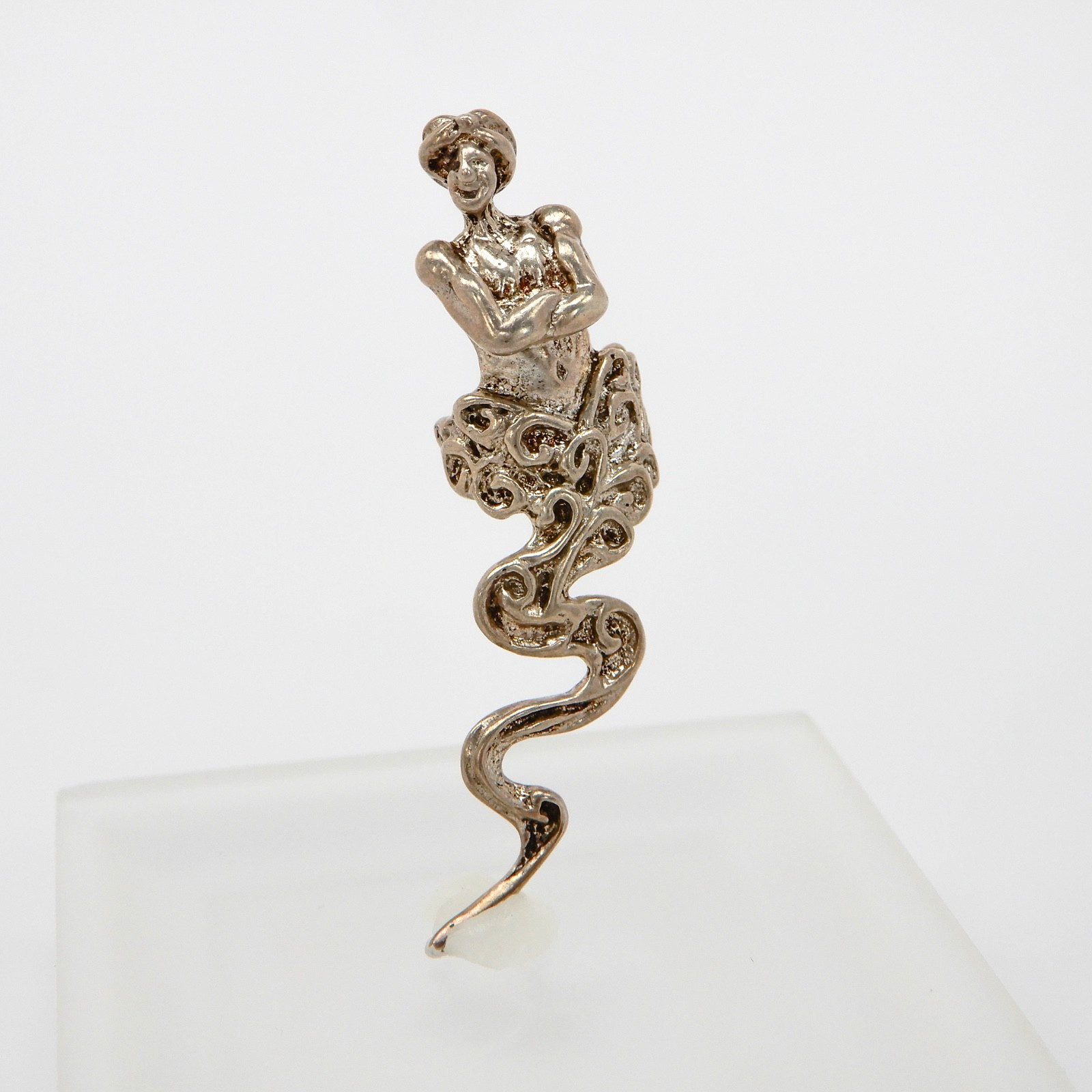 Sterling Silver Whimsical TOE RING Artisan 3D Figural Genie Bottle Lamp Rubbing