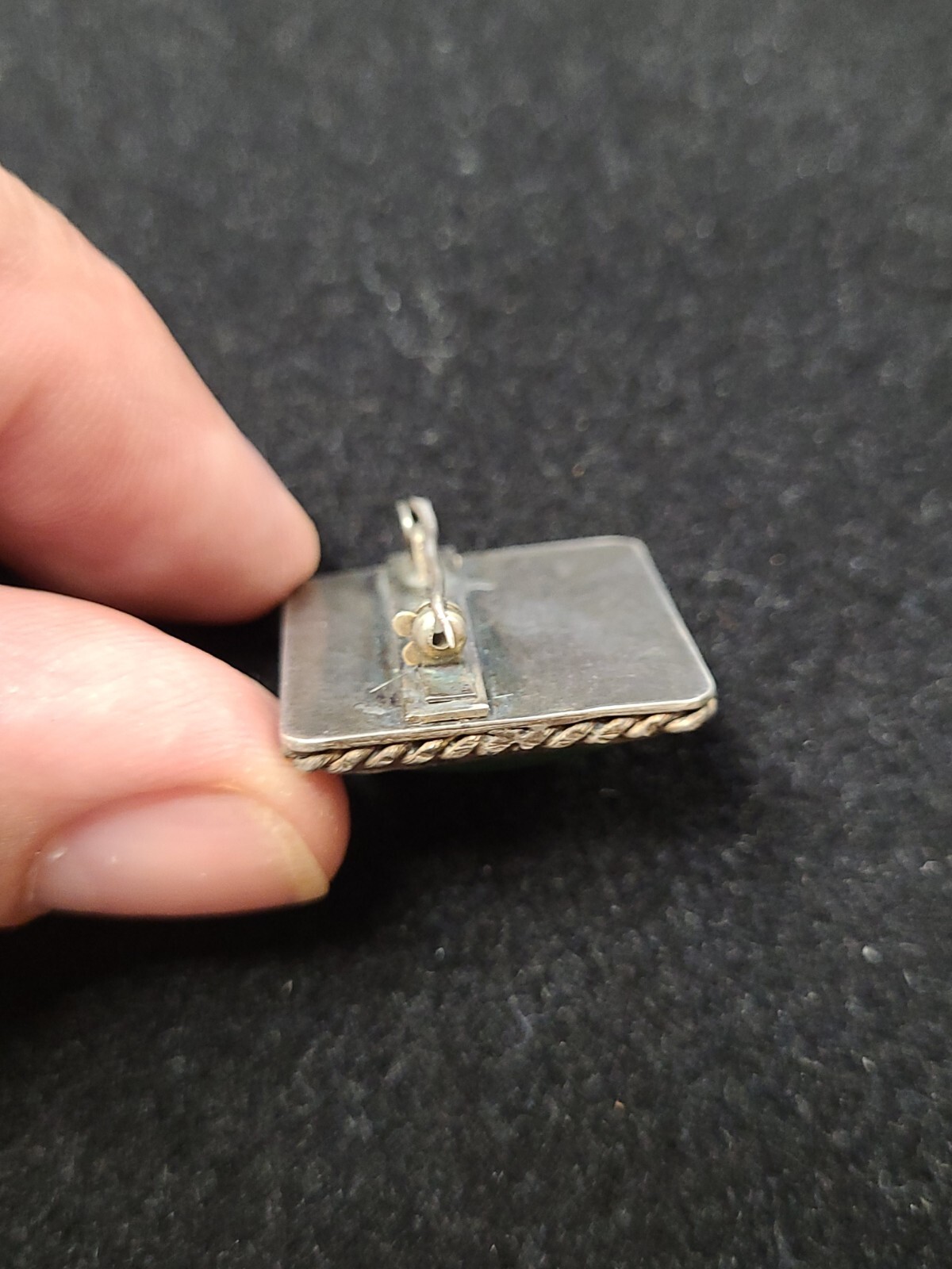Old Brooch About 1″ Square , Looks To Be Stamped Sterling Spelled Out