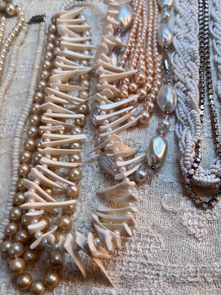 Vintage lot of White and off-white necklaces 20 pieces total gorgeous lot