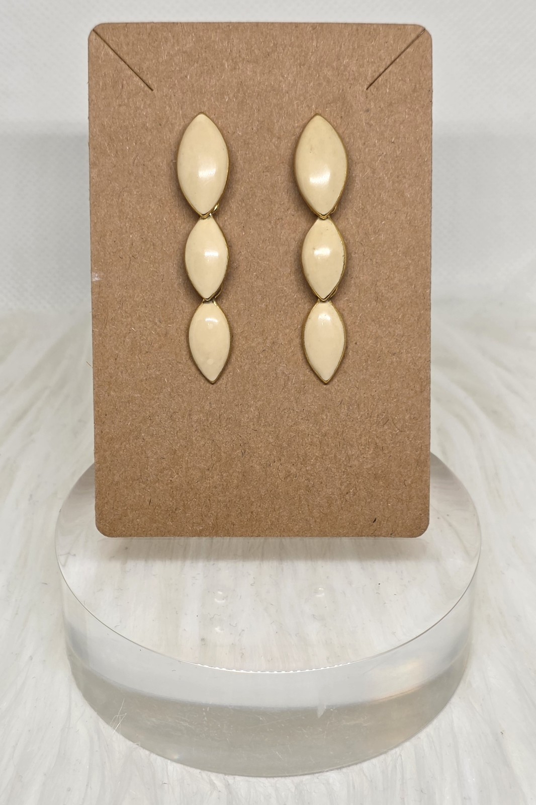 Napier Cream Ivory & Gold Tone Dangeling Elegent Fashion Earrings