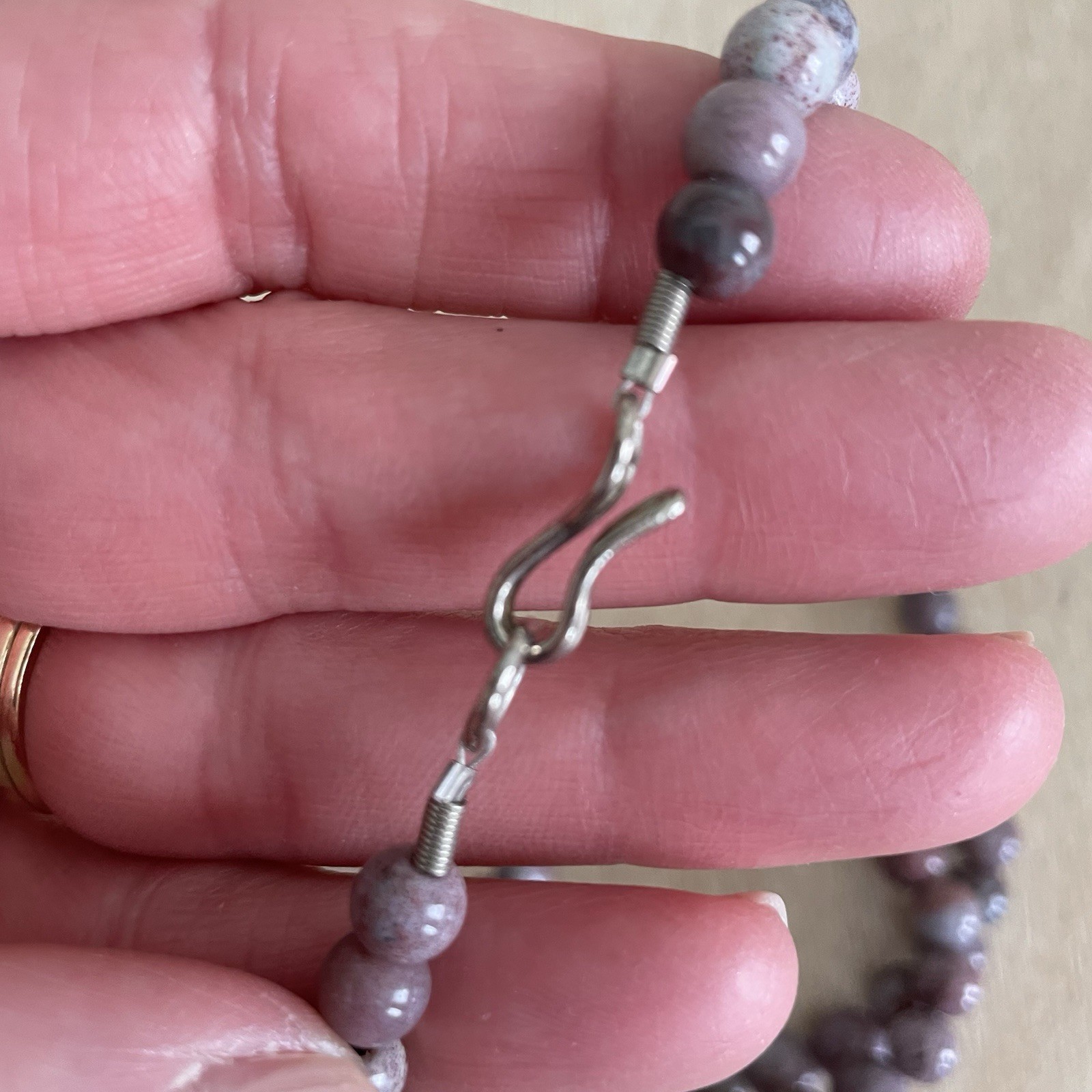 Unicorn Stone Graduated Beaded Necklace 26-27” Purple Pink Lepidolite Madagascar