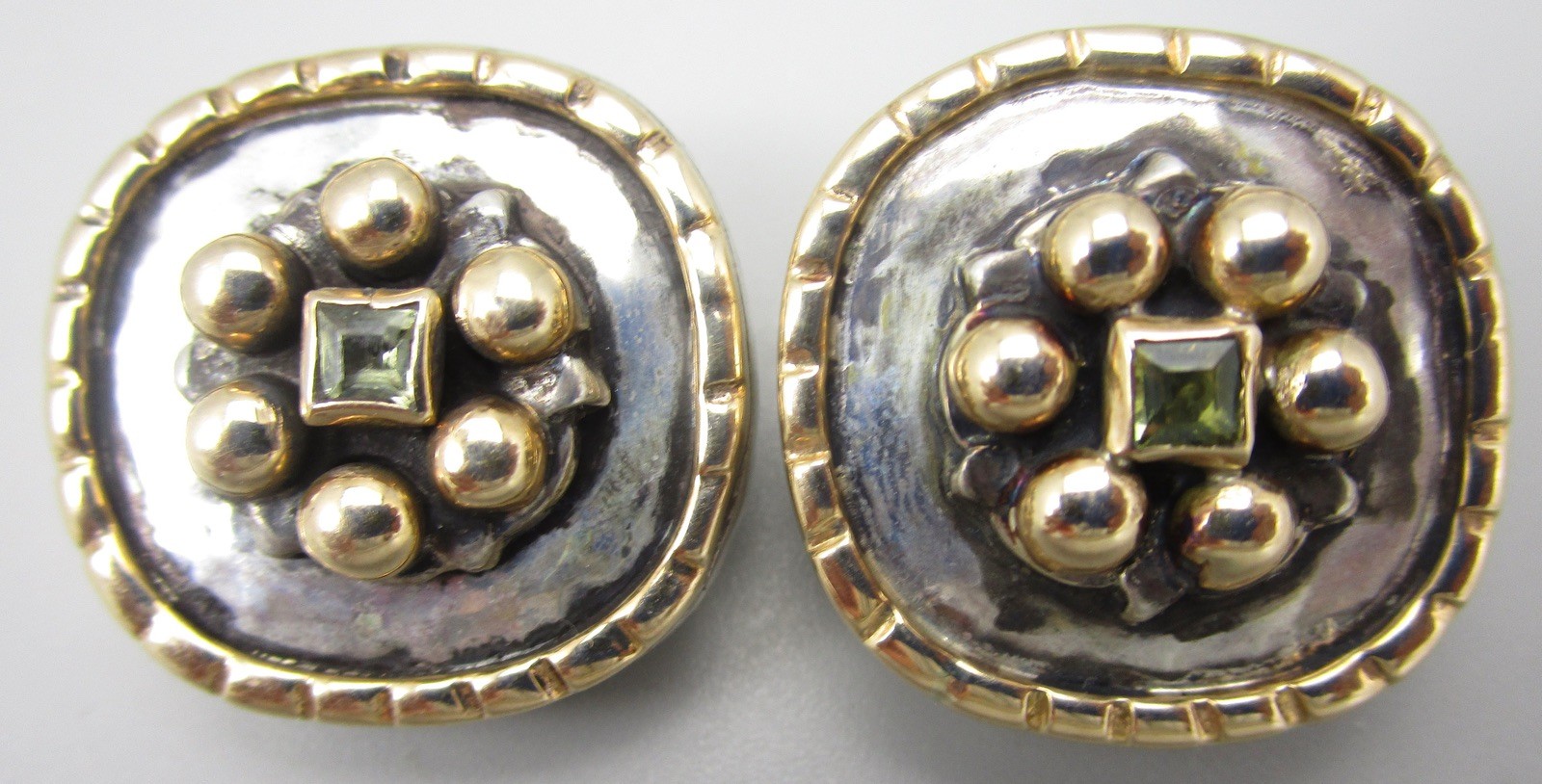 LOVELY DIAN MALOUF STERLING 14K PERIDOT  EARRINGS