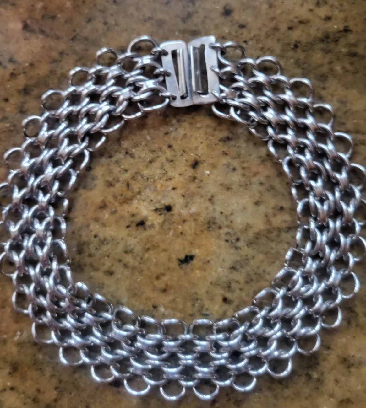 Chain Mail Style Heavy Necklace marked 925, 16.5″ in Length