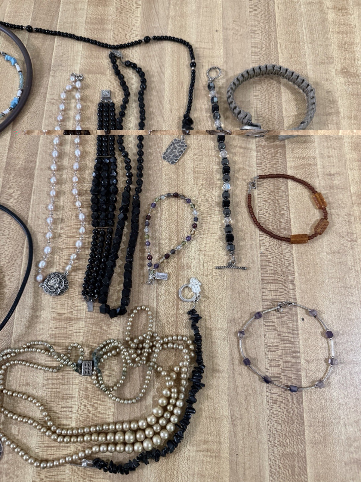 Sterling Silver Vintage Modern Mix Bead Plastic Stone Necklaces Bracelet Lot