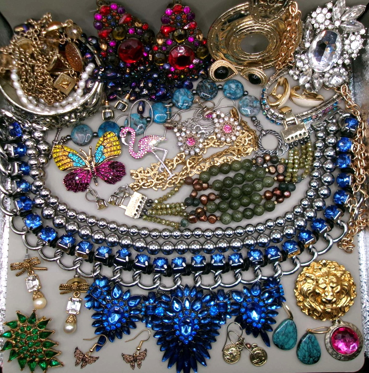 Vintage~Now Estate Costume Jewelry Lot~Rhinestones~Multi~1 AVON~1 MONET