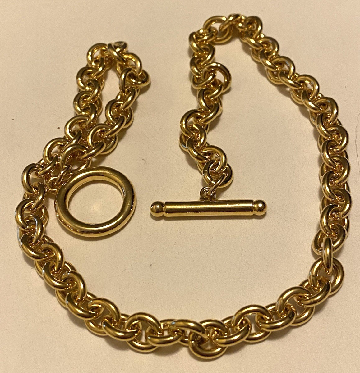 Vintage Piscitelli Gold Tone Necklace Signed Toggle Closure 18 Inches