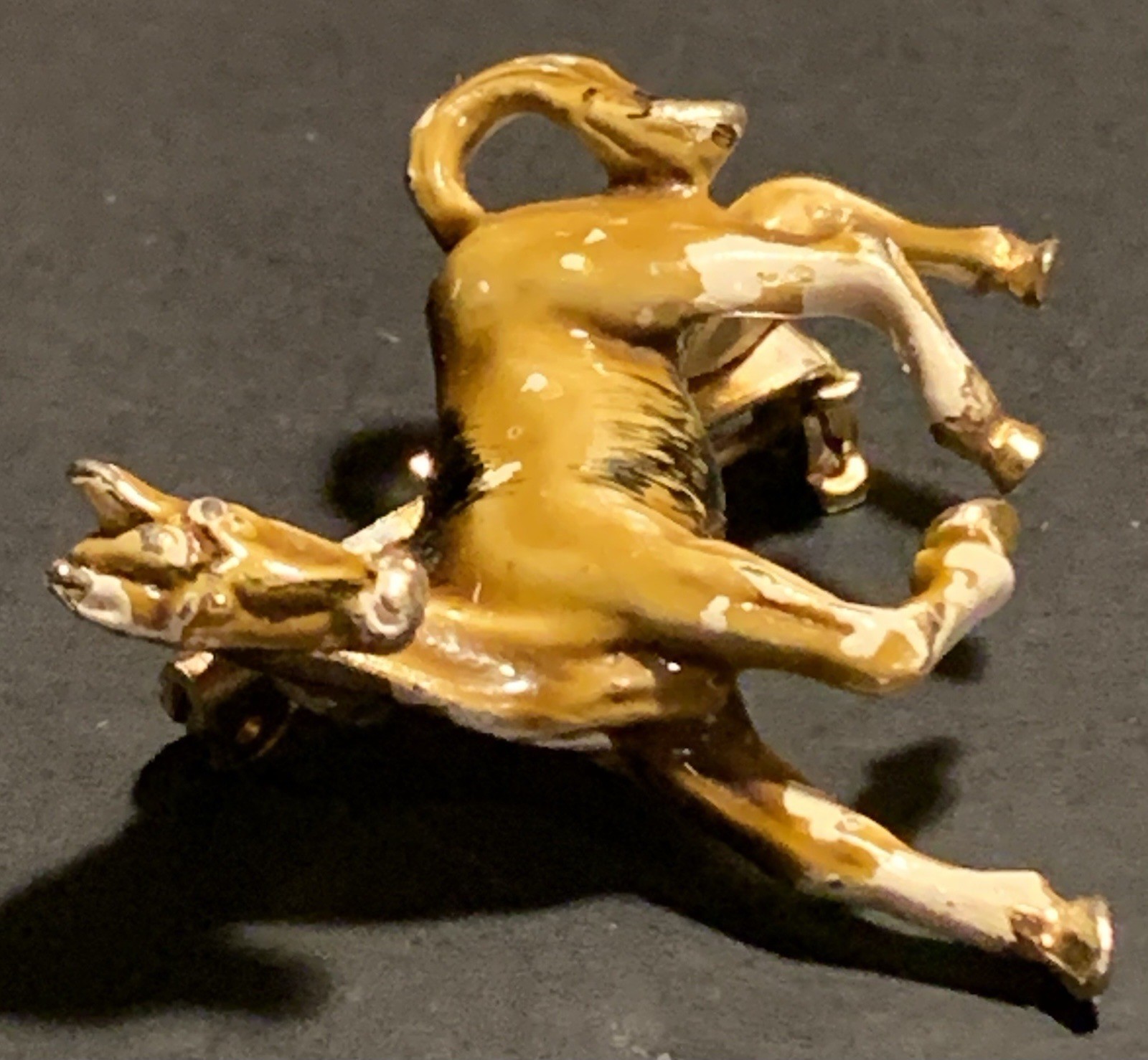 Gold Tone Enamel Paint Horse Equestrian Brooch Vintage