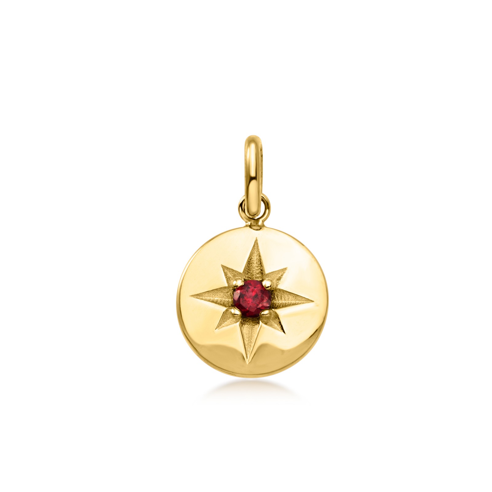 May/Lab-Grown Emerald – Italian Birthstone Starburst Charm in 10kt Yellow Gold