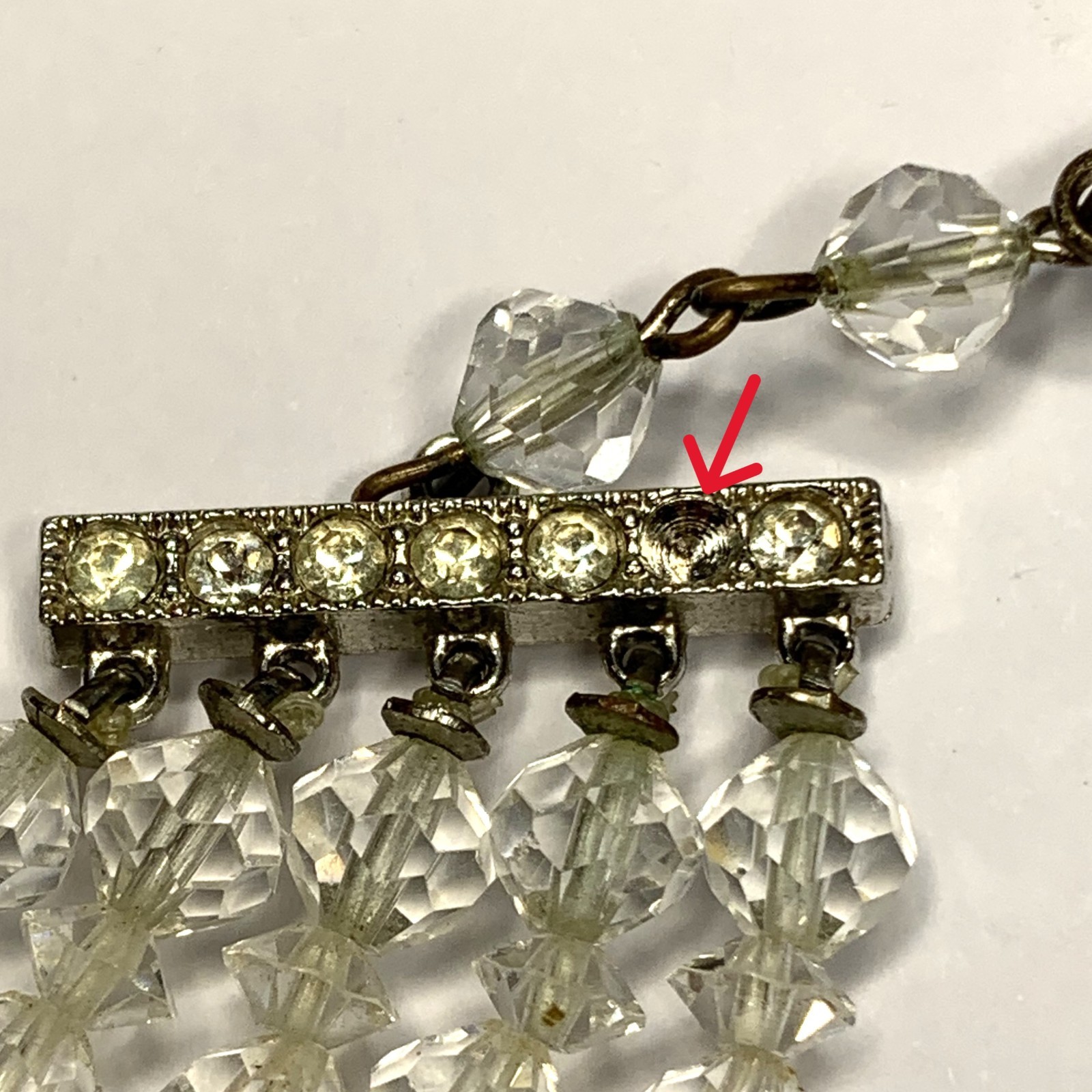 Vintage Laguna 5 Strand Graduated Clear Faceted Crystal Necklace 14.5” – 16.75”