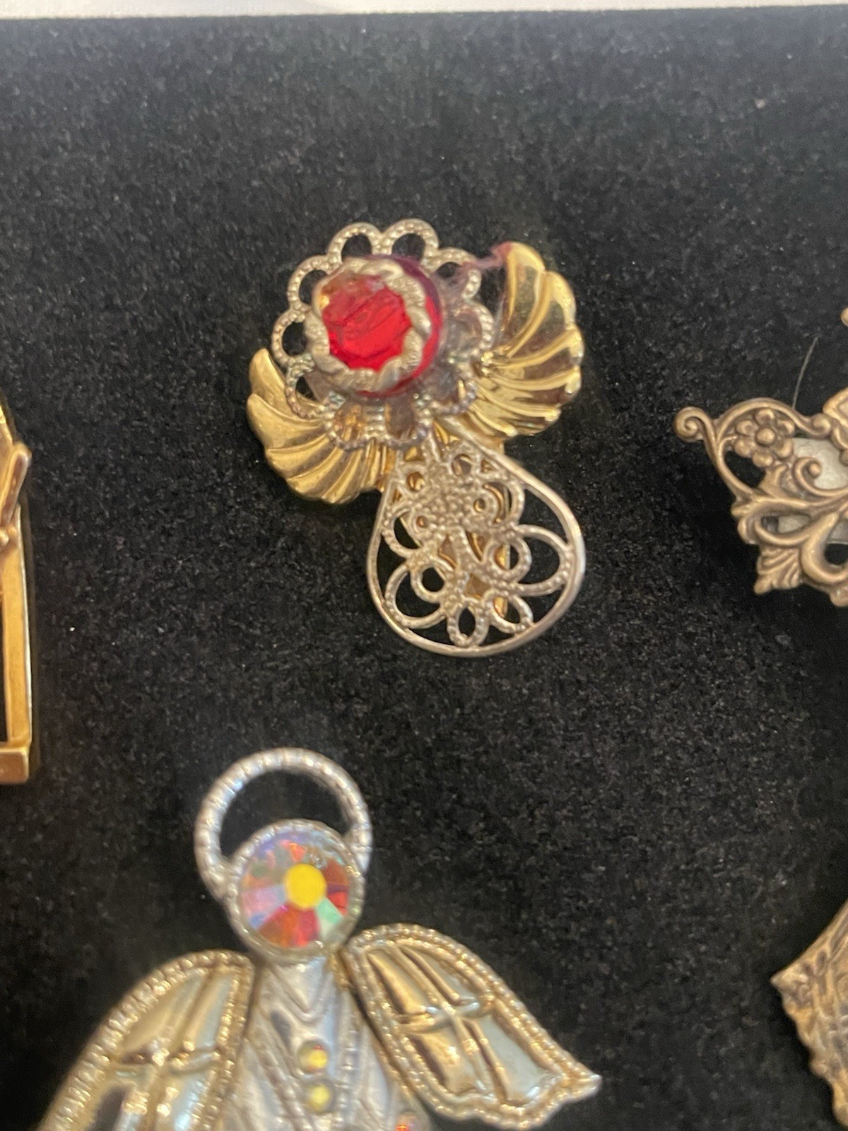 VTG Christmas Brooch Pin Lot ENAMEL RHINESTONE Santa Angel Cane Wise Men Noel