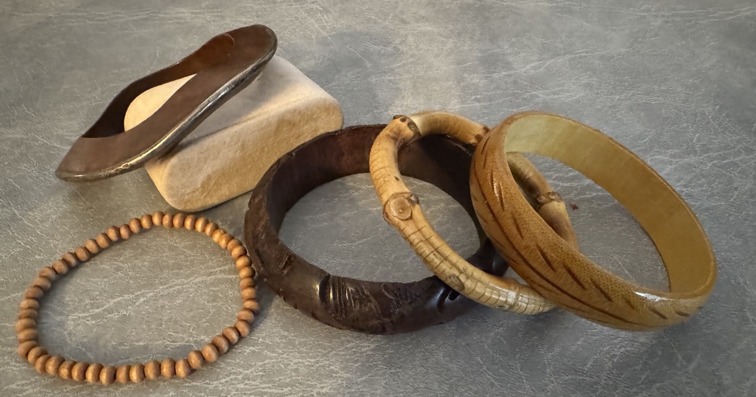 5 Vintage Ethnic Style Wooden Style Bracelets Bangles Unique Lot BoHo Western