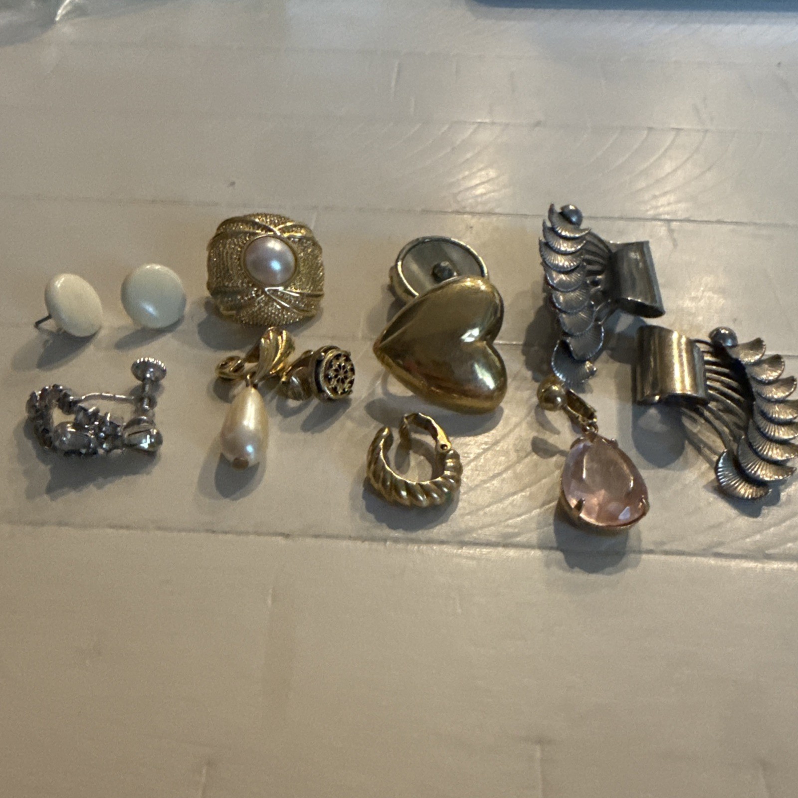 Vintage Mixed Earrings Lot – Gold Silver Pearl 12 pcsAvon Monet Pairs/SingleREAD