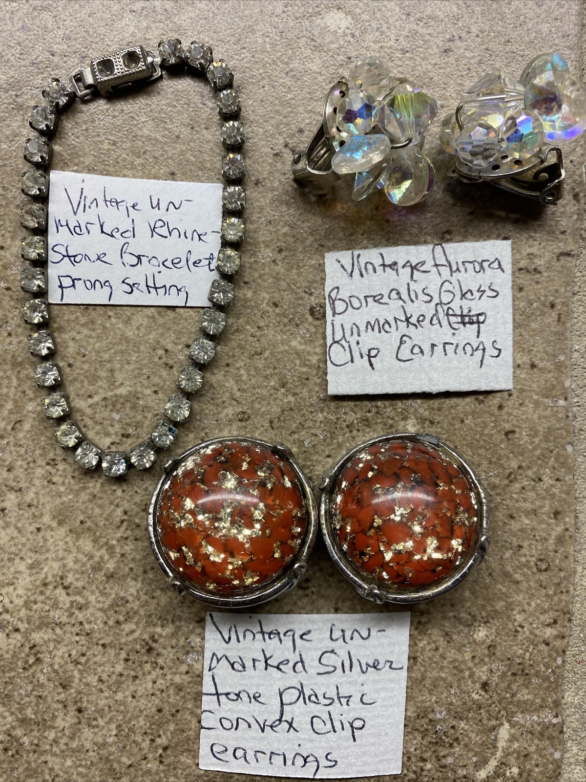 LOT of 28 Vintage Jewelry Necklaces, Rings, Earrings, Pins Rhinestone, Pearls
