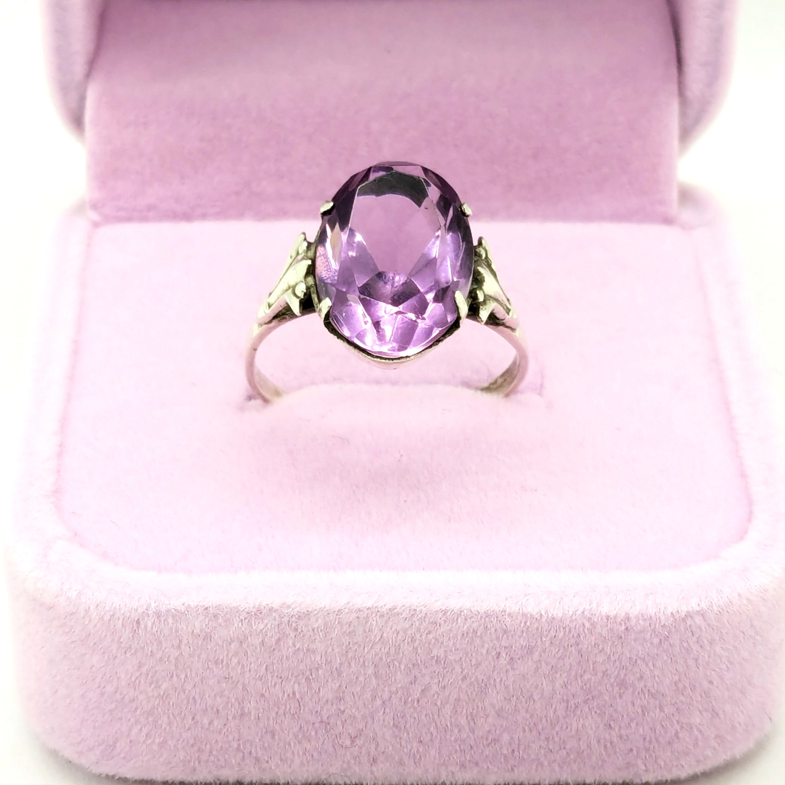 Vintage Soviet RING Silver⭐️875 Star stamp with Amethyst -size: 7US (17mm) | #73
