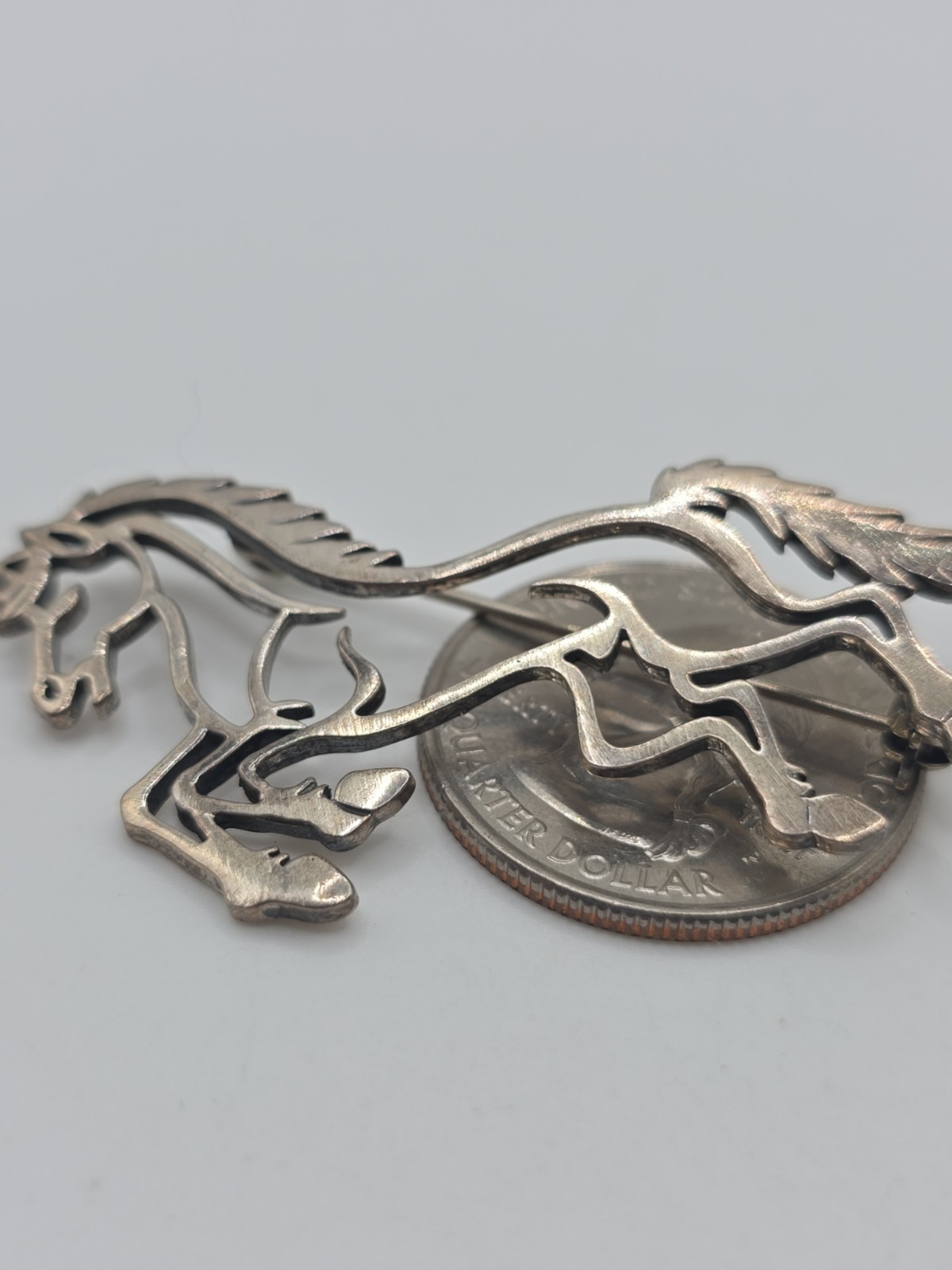 Sterling Silver 925 Running Horse Brooch 6g