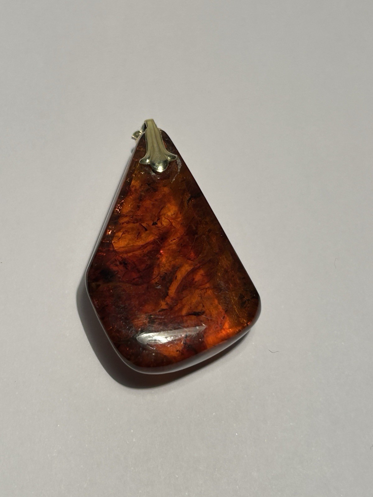 Vintage Baltic Amber Pendant Gold Bail AD Mark Honey Cognac Natural*